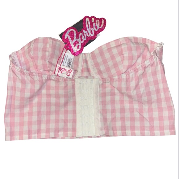 Zara Barbie Collab Pink Gingham Underwire Corset Bustier Crop Top Bra Size 34B - Picture 8 of 16